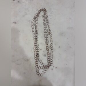 Long multi layer Silver Modern Shape Necklace